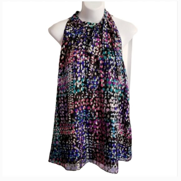 Kate Spade Multicolor metallic dot top blouse bow size large nwot - Picture 4 of 10